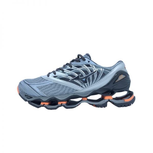 Tenis Mizuno Wave Prophecy 8 Cinza Claro E Laranja