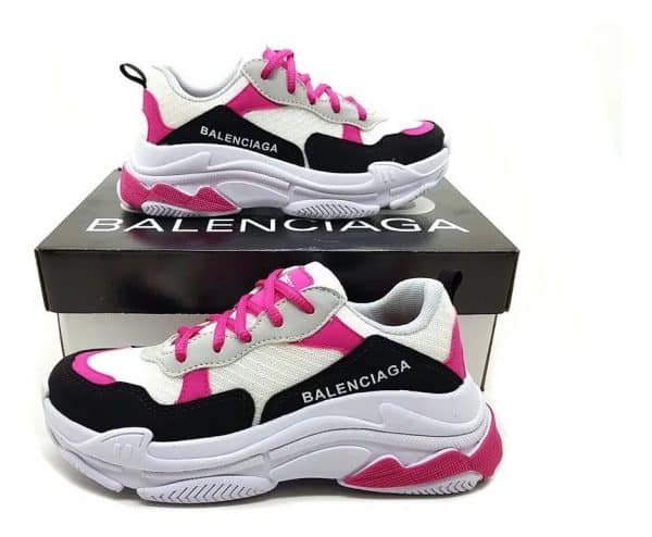 Tenis Balenciaga Triple S Preto E Pink